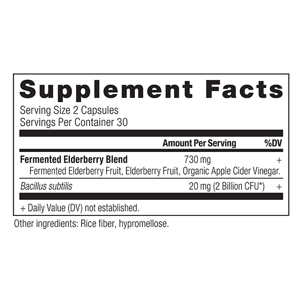 Ancient Herbals Elderberry + Probiotics supplement label