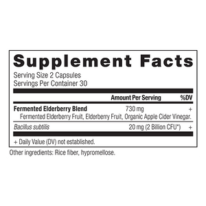 elderberry + probiotics supplement label