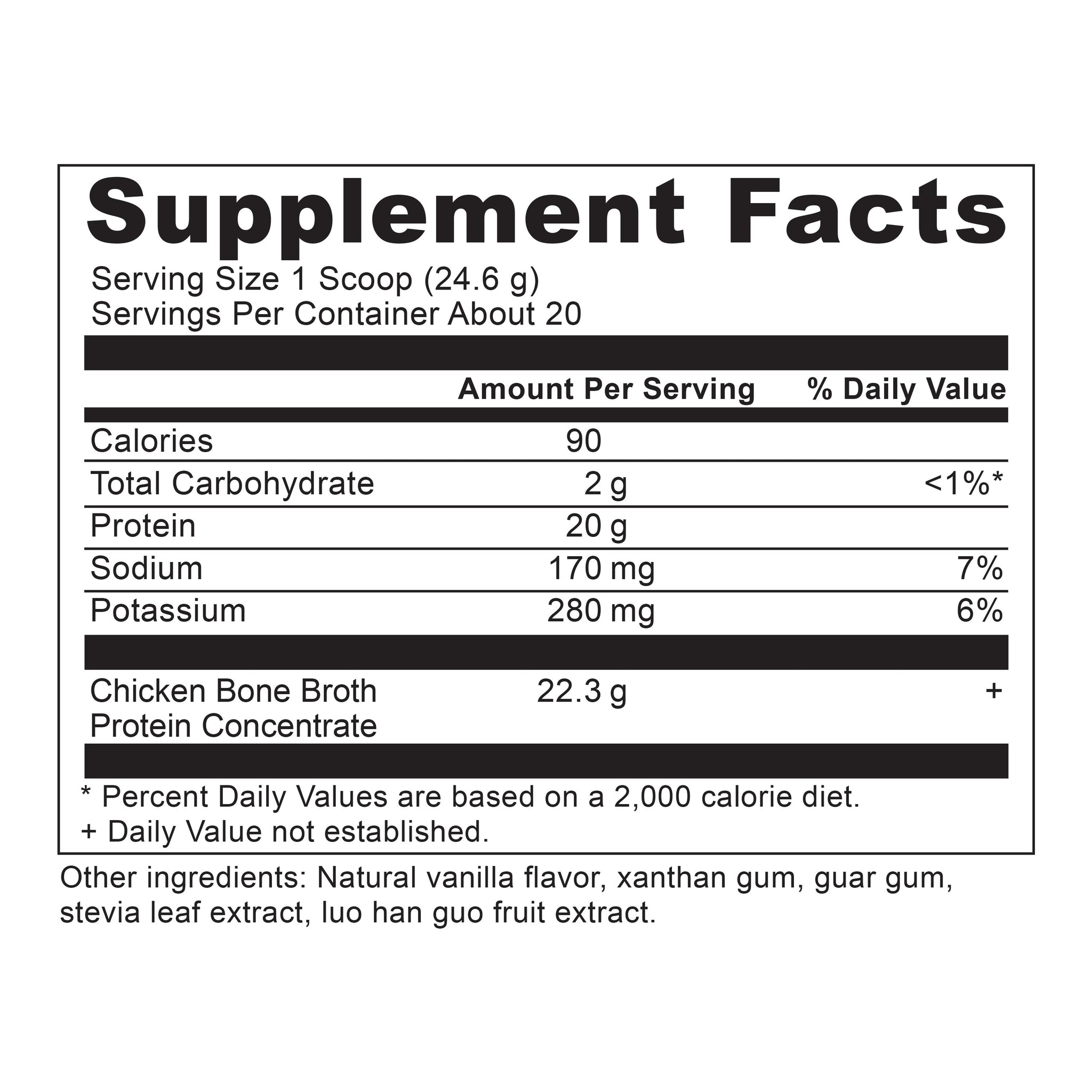 bone broth protein vanilla supplement label
