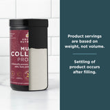 bottle of multi collagen protein with powder showing