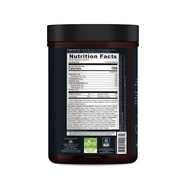 Plant Protein Chocolate back of bottle