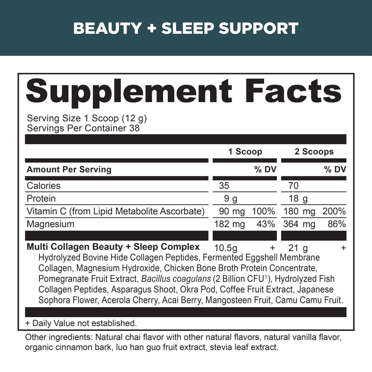 beauty sleep support supplement label