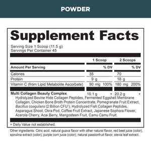 multi collagen protein powder supplement label