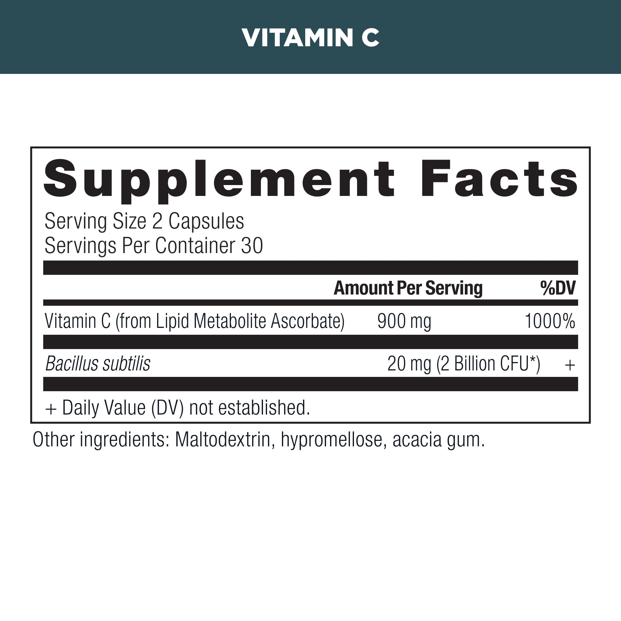 vitamin C supplement label