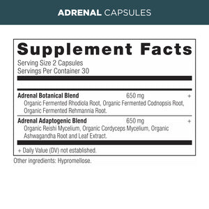 adrenal capsules supplement label