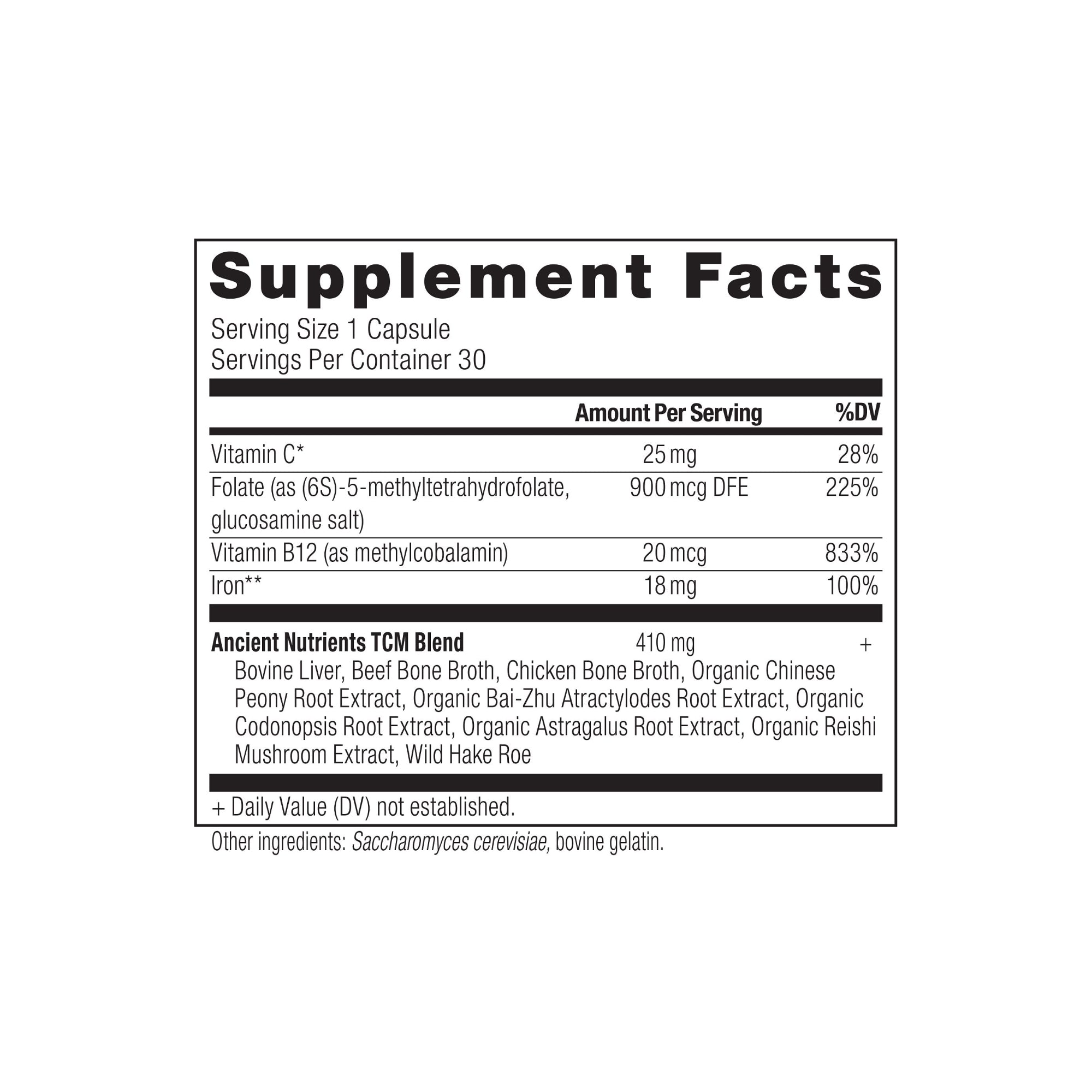 ancient nutrients iron supplement label