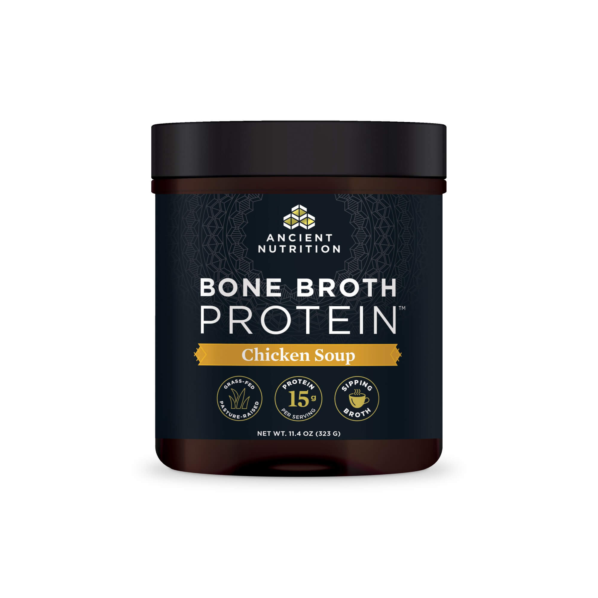 bone broth protein chicken soup front of bottle