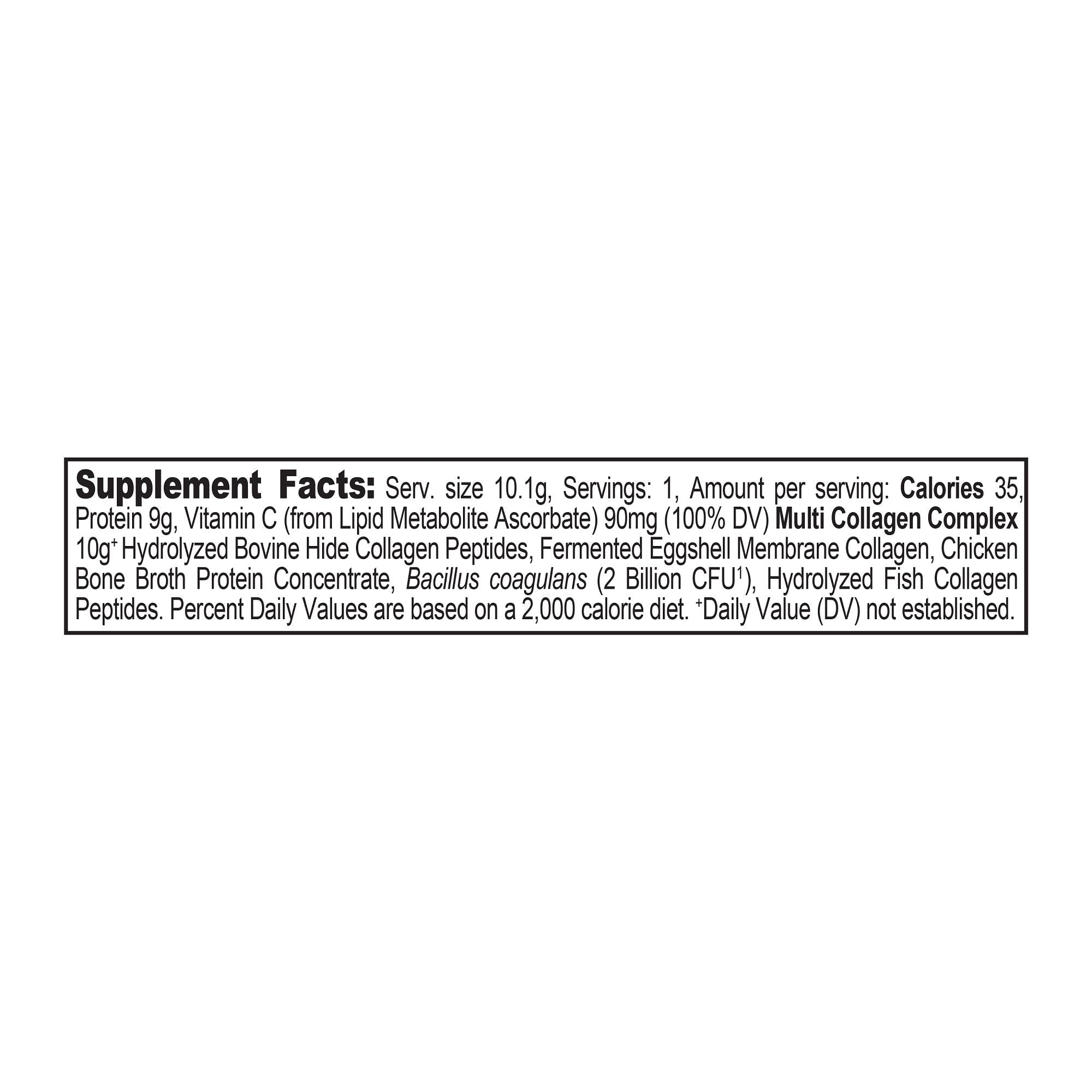 muti collagen protein stick packs supplement label