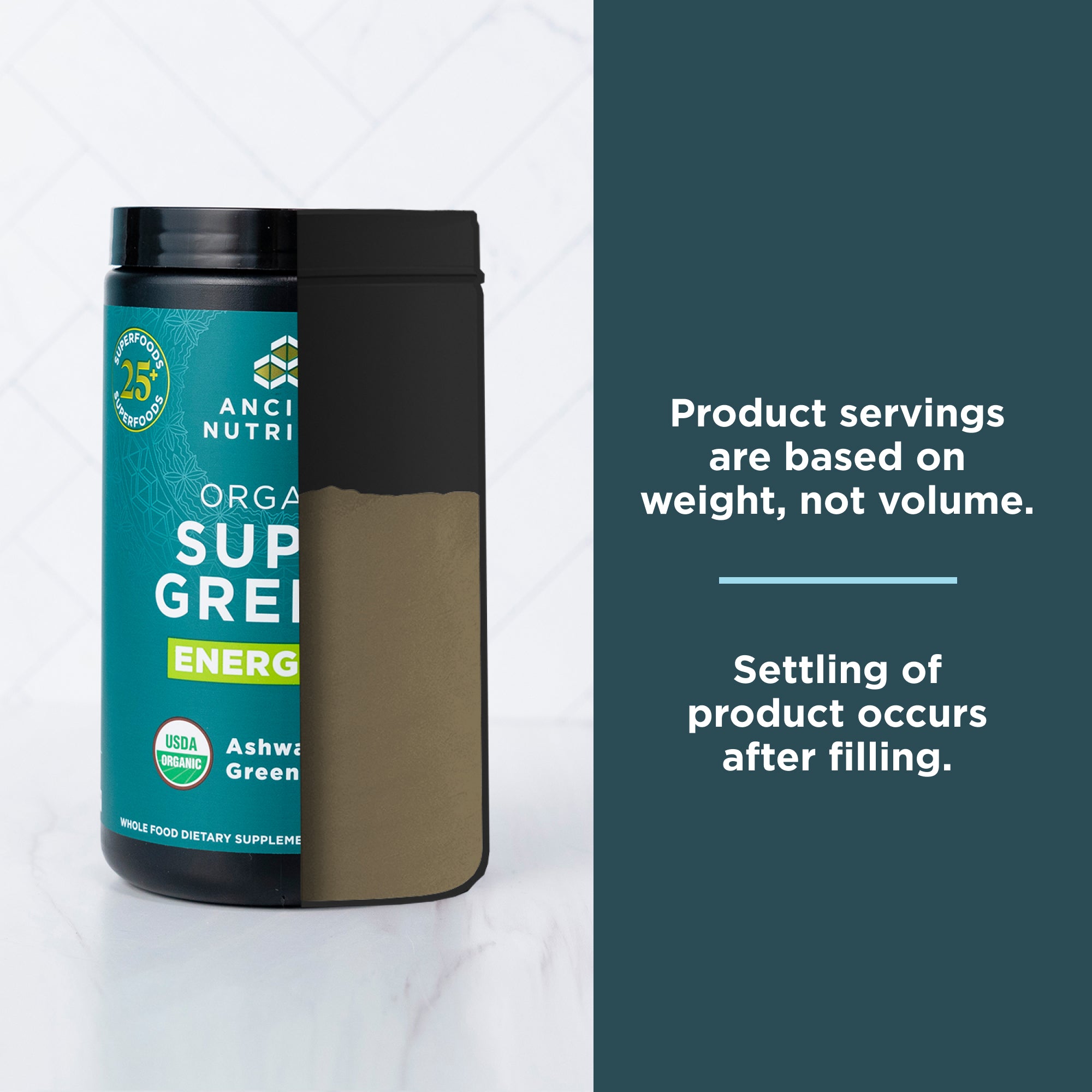product servings are based on weight, not volume