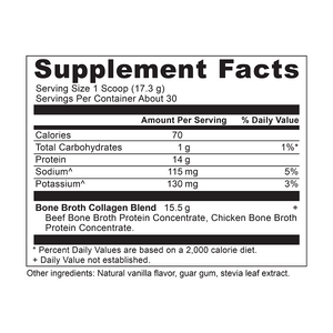 bone broth collagen vanilla supplement label