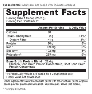 bone broth protein 20 serv supplement facts label