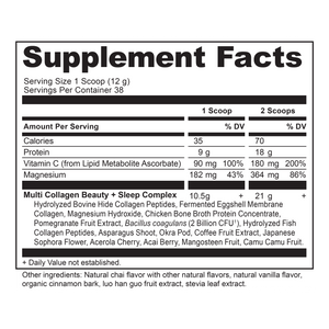 multi collagen protein beauty + sleep support supplement label