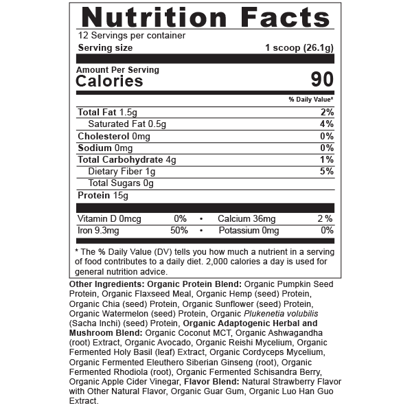 plant protein berry supplement label