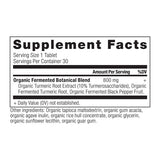 Organic Turmeric Tablets supplement label