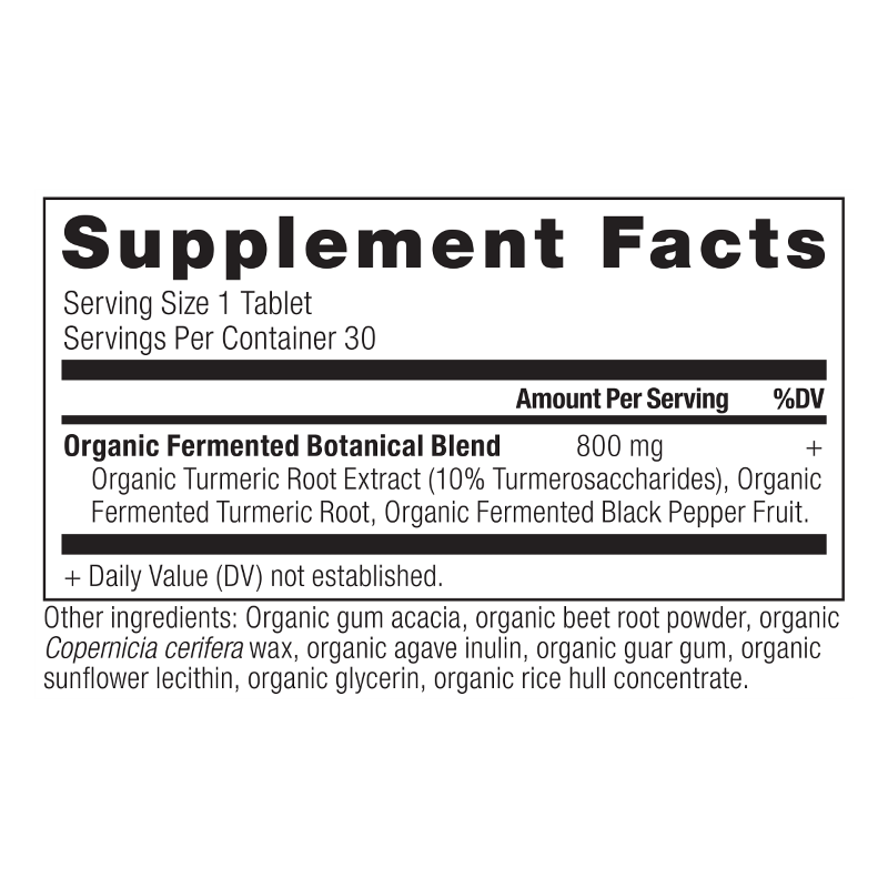 turmeric tablets supplement label