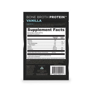 bone broth protein vanilla single packs supplement label